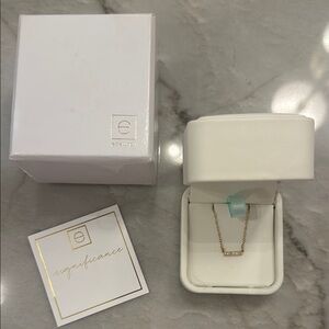 NEW in BOX AUTHENTIC e newton significance 5 Diamond Bar Necklace 14kt Gold $495